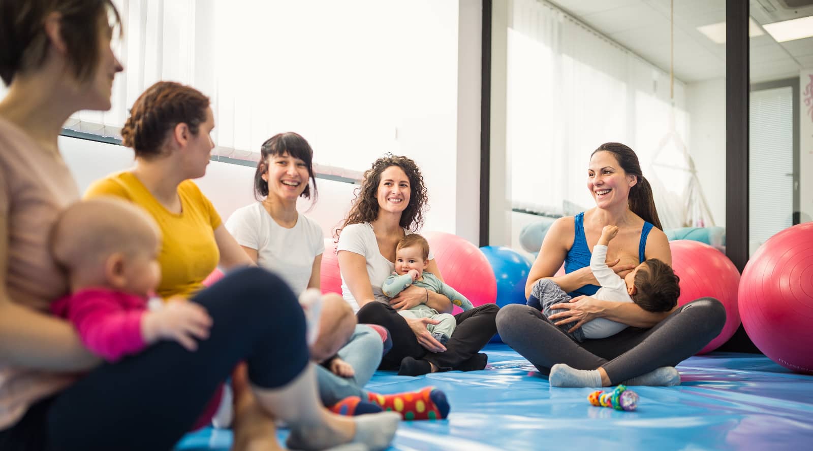 Group of mothers at a baby class