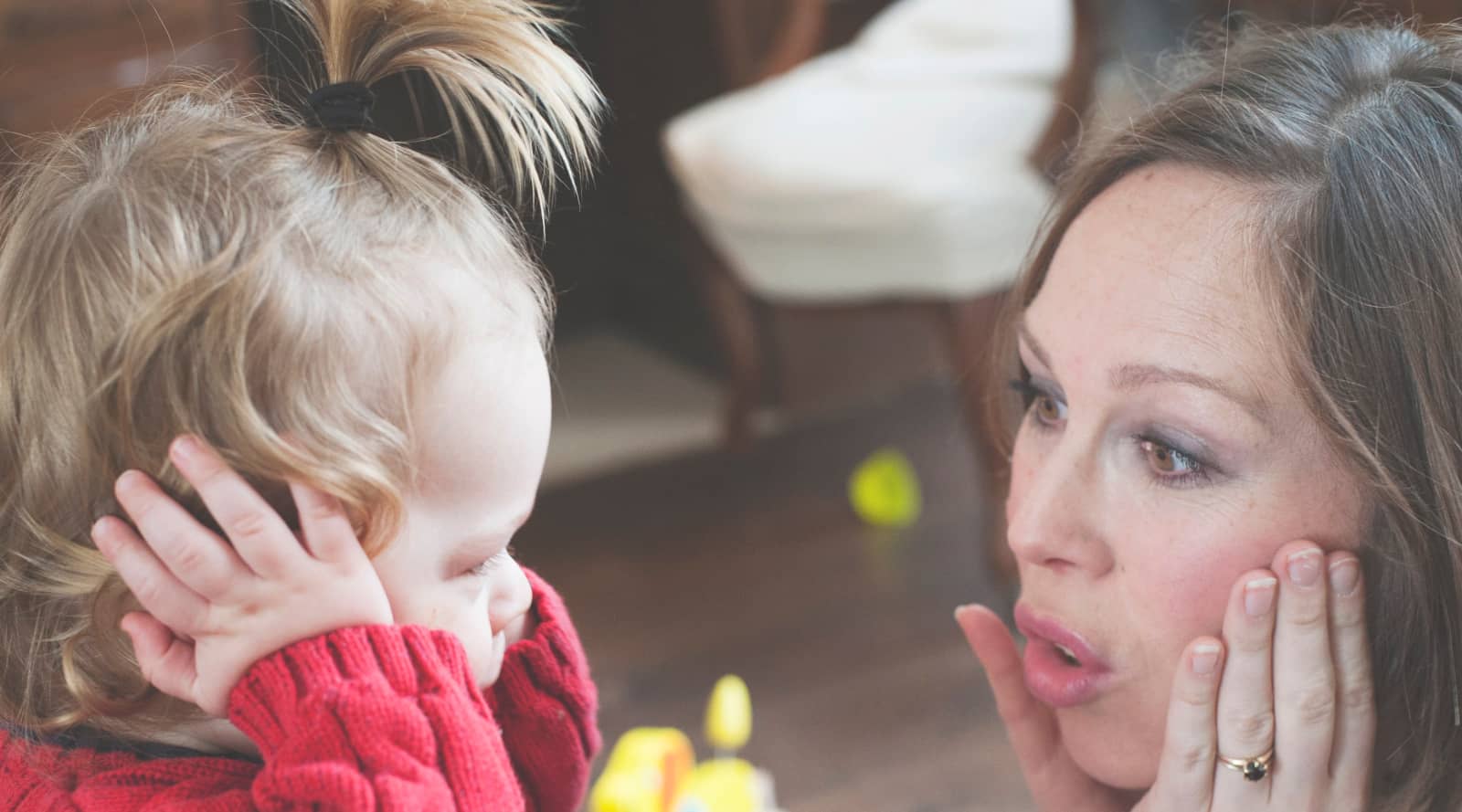 Mum speaking to baby